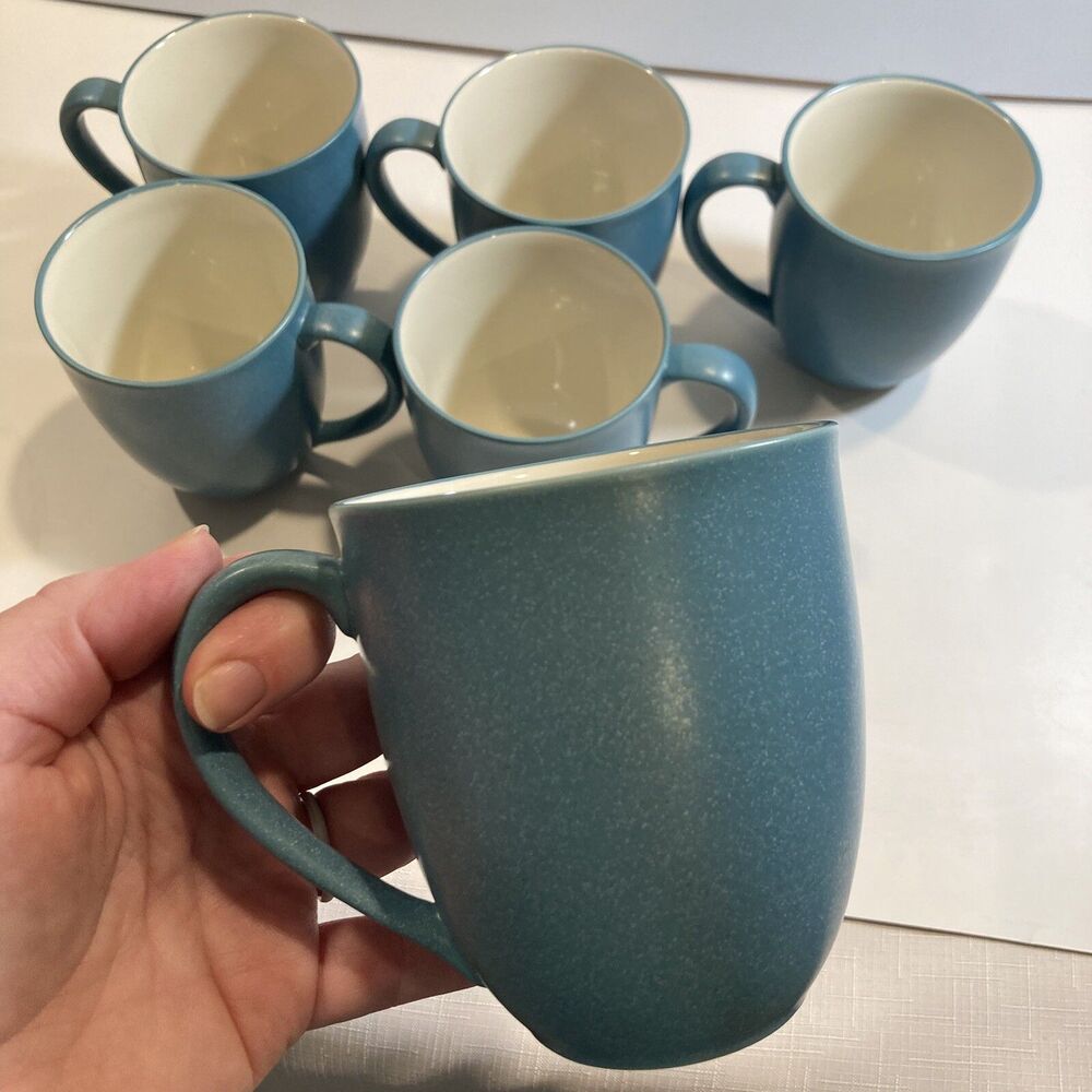 Noritake COLORWAVE Turquoise Mugs 8093 12oz Stoneware Lot Of 6